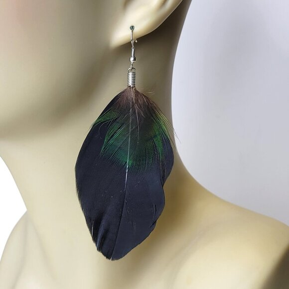 Black Feather Earrings - Picture 1 of 5